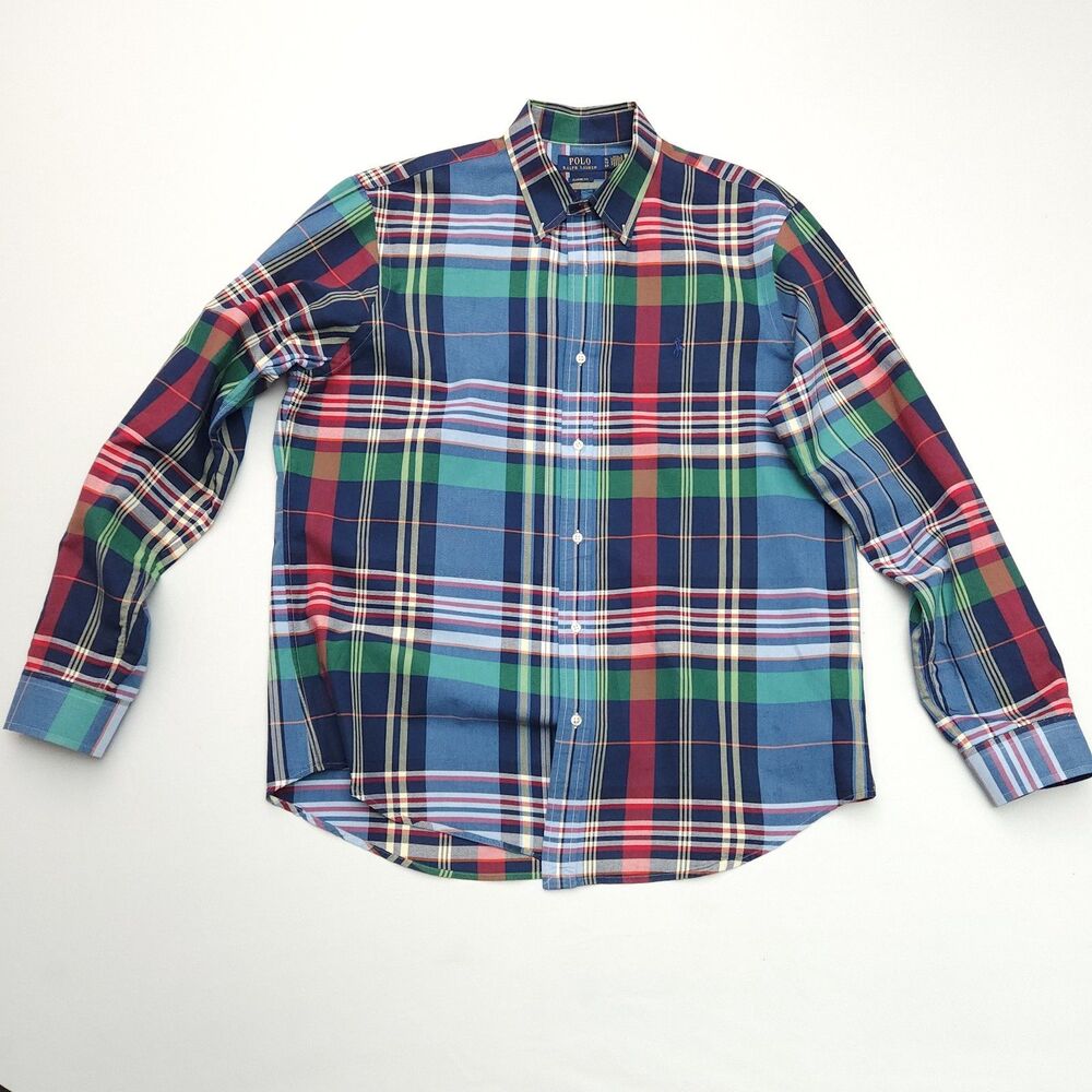 Polo Ralph Lauren Classic Fit Shirt Men XL Long Sleeve Plaid 100% Cotton